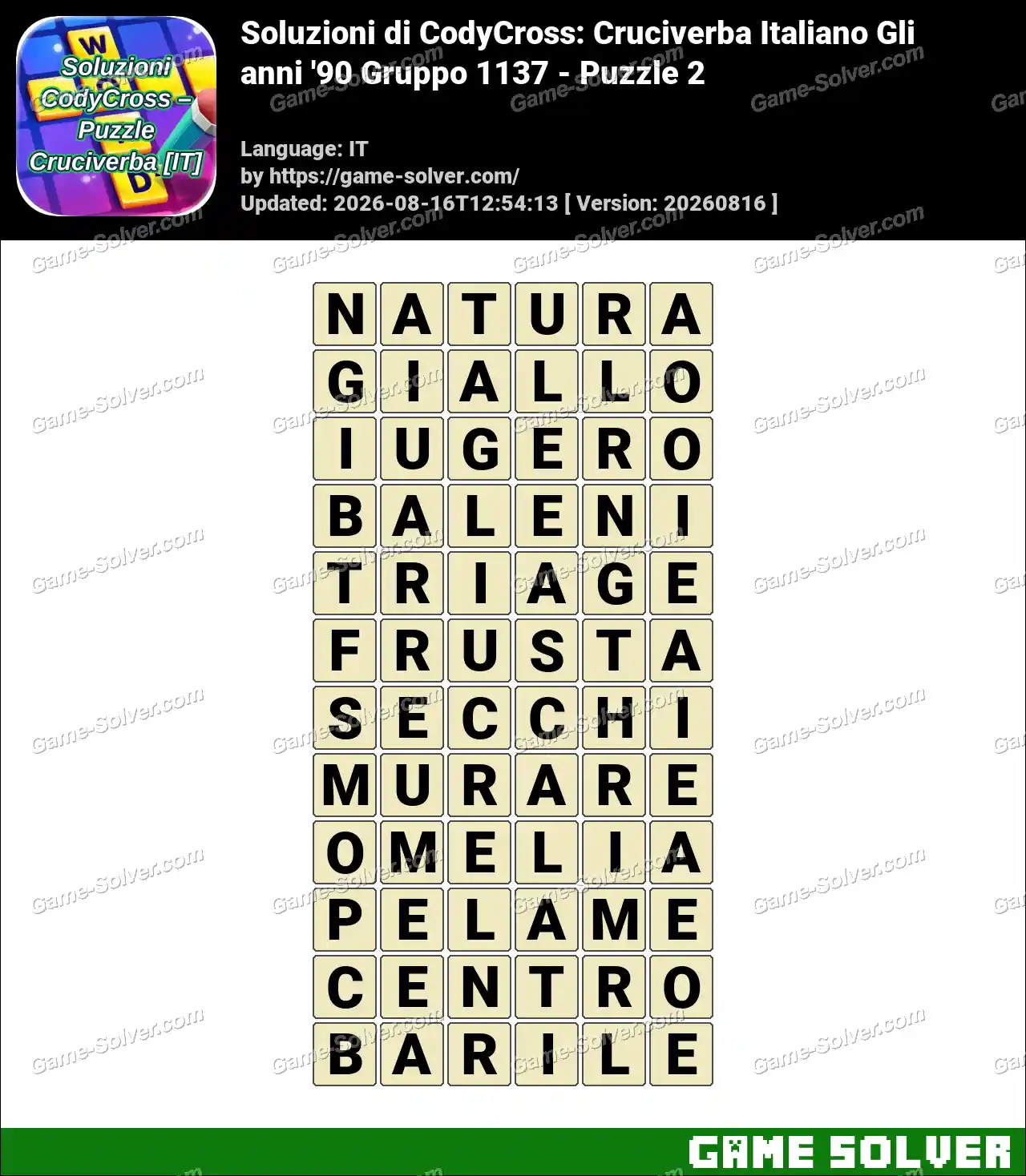 Soluzioni di CodyCross: Cruciverba Italiano Gli anni ’90 Gruppo 1137 – Puzzle 2
